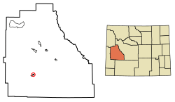Location of Marbleton in Sublette County, Wyoming.