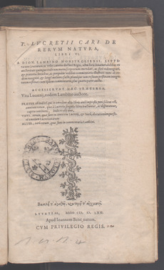 T. Lucretii Cari De rerum natura