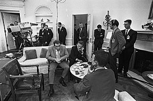The phone call from the Oval Office to Apollo 11