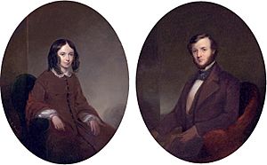 Thomas B. Read (American, 1822-1872) - Portraits of Elizabeth Barrett Browning and Robert Browning