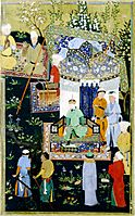 Timur granting audience on the occasion of his accession (right)
