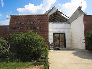 Tornado - Hackleburg, Ala. , July 19, 2011 -- Hackleburg High School, 189 School Street, Hackleburg, Alabama. FEMA is currenty involved in the recovery of the high school and the el - DPLA - 1558f9a2bd7390e273e20a594733bce2