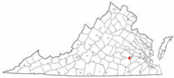 Location of Ettrick, Virginia