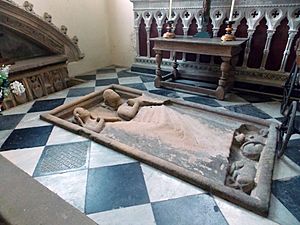048 Stoke Rochford Ss Mary & Andrew, interior - north chapel floor slab to John & Elizabeth de Neville