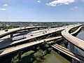 2019-07-15 13 34 07 View south along Interstate 395 (Cal Ripken Way) at its junction with Interstate 95 from the overpass for the ramp from Interstate 395 southbound to Interstate 95 northbound in Baltimore City, Maryland