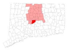 Berlin's location within Hartford County and Connecticut