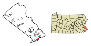 Location of Bristol Borough in Bucks County, Pennsylvania.