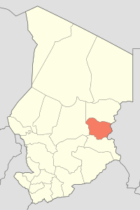 Map of Chad showing Ouaddaï.