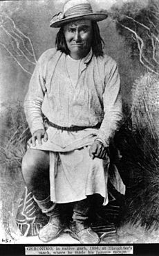 Chiricahua Apache Geronimo, in native garb