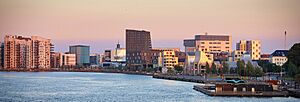 City of Aalborg skyline sunset