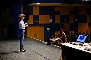 Coralie Colmez lecturing students