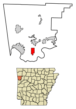 Location of Kibler in Crawford County, Arkansas.