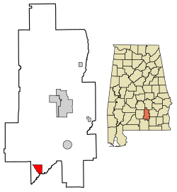 Location of Dozier in Crenshaw County, Alabama.