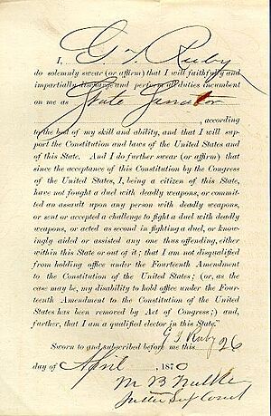 George Ruby 1870 oath of office