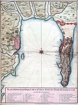 Gibraltar and Bay map 1750