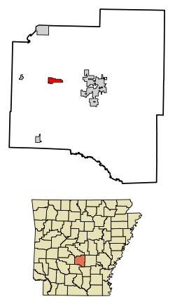 Location of Prattsville in Grant County, Arkansas.