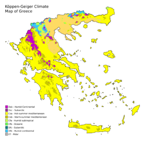 Greece map of Köppen climate classification (new)