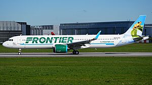 Hamburg Finkenwerder Airport Frontier Airlines Airbus A321-271NX N611FR (DSC02811)