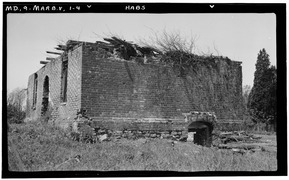 Historic American Buildings Survey Thomas T. Waterman, Photographer 1940 SIDE WALL - Smallwood's Retreat, State Routes 224 and 484, Marbury, Charles County, MD HABS MD,9-MARB.V,1-4