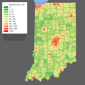Indiana population map