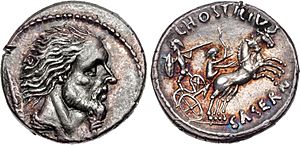 L. Hostilius Saserna, denarius, 48 BC, RRC 448-2a