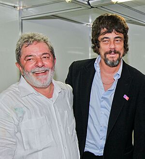 Lula e Benicio del Toro (cropped)