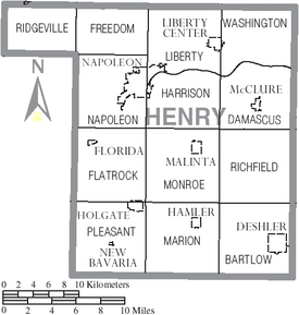 Map of Henry County Ohio With Municipal and Township Labels