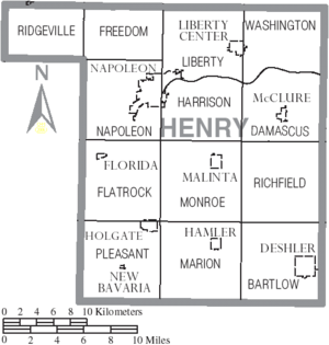 Map of Henry County Ohio With Municipal and Township Labels