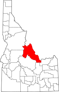 Map of Idaho highlighting Lemhi County