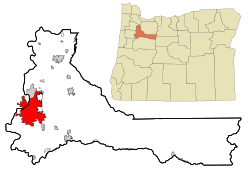Location within Marion County and Polk County in Oregon