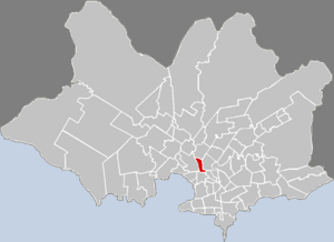 Map of Montevideo highlighting the barrio