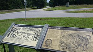 NPS markers for the Battle of Five Forks, looking south
