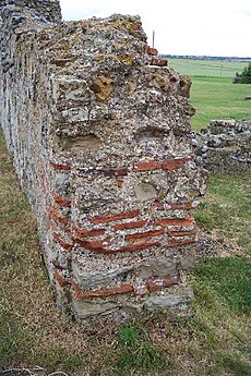 Part of the south wall of the ruined church at Reculver