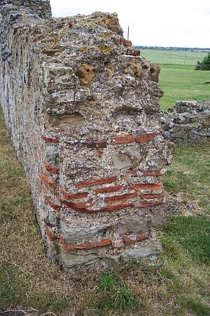 Part of the south wall of the ruined church at Reculver