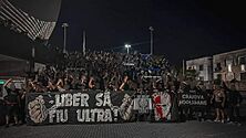 Peluza Nord Craiova & Ultras Antwerp in Craiova city at the Ion Oblemenco Stadium before match against Sepsi