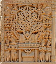 Pipal tree temple of Bodh Gaya depicted in Sanchi Stupa 1 Eastern Gateway