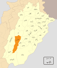 Map of Punjab with Muzaffargarh District highlighted