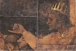 Rehoboam. Fragment of Wall Painting from Basel Town Hall Council Chamber, by Hans Holbein the Younger.
