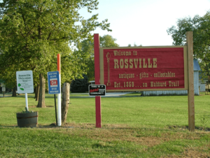 Welcome sign at the north edge of town, 2007
