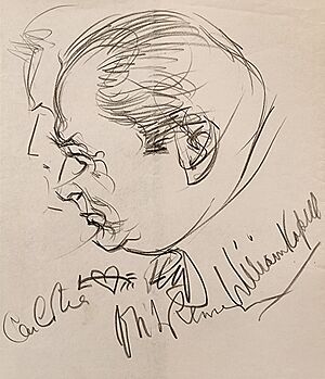 Signed drawing of William Kapell by Manuel Rosenberg for Cincinnati Post 1926