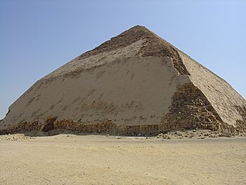 Sneferu's bent pyramid at Dahshur, an early experiment in true pyramid building