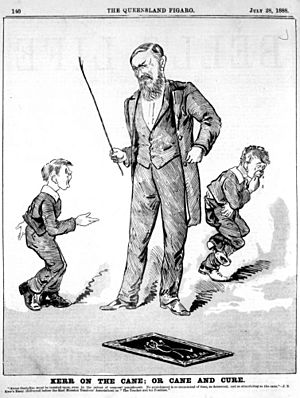 StateLibQld 1 113036 Cartoon of students receiving the cane, 1888