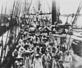 StateLibQld 1 50564 South Sea Islanders on the deck of a ship arriving at Bundaberg, 1895