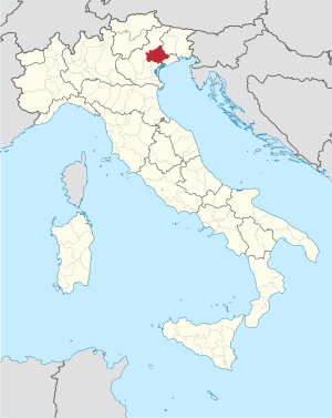 Map with the province of Treviso in Italy