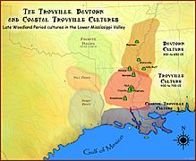 Troyville and Baytown cultures map HRoe 2011