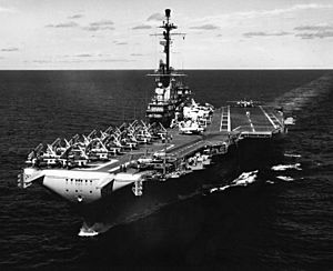 USS Lexington (CVA-16) underway at sea on 16 August 1958