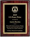 US Peace Prize plaque