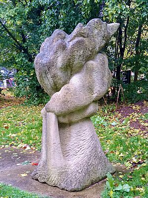 Unidentified sculpture at the University for Creative Arts, Farnham Campus