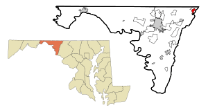 Washington County Maryland Incorporated and Unincorporated areas Fort Ritchie Highlighted.svg
