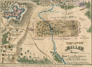 "Camp Lawton" at Millen, Georgia - about 8,600 prisoners confined here 14th November 1864. LOC gvhs01.vhs00054 (cropped)